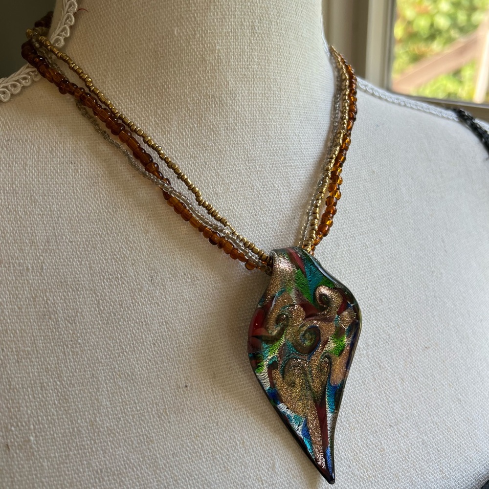 Multicolor Glass Pendant Necklace
